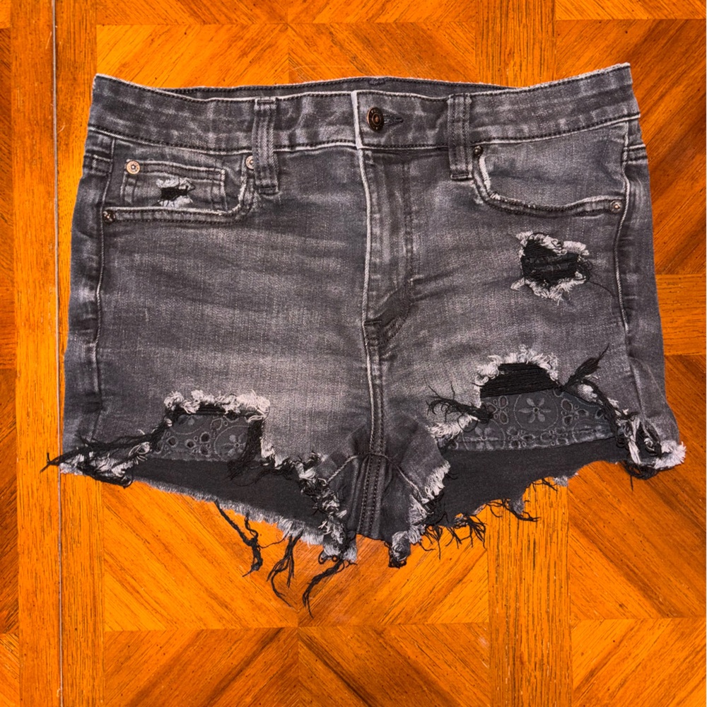 American Eagle Outfitters Ripped Black Denim Shorts